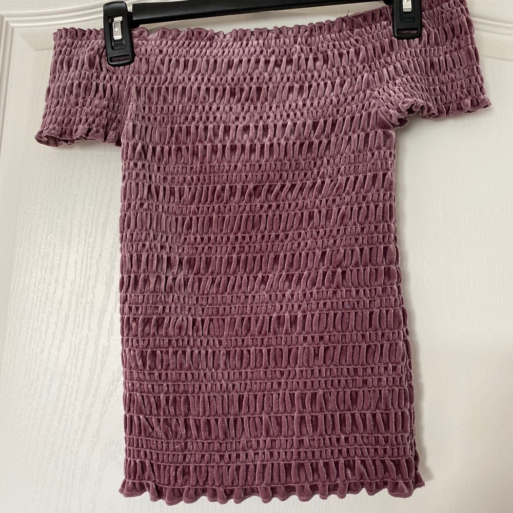 Off the shoulder velvet top